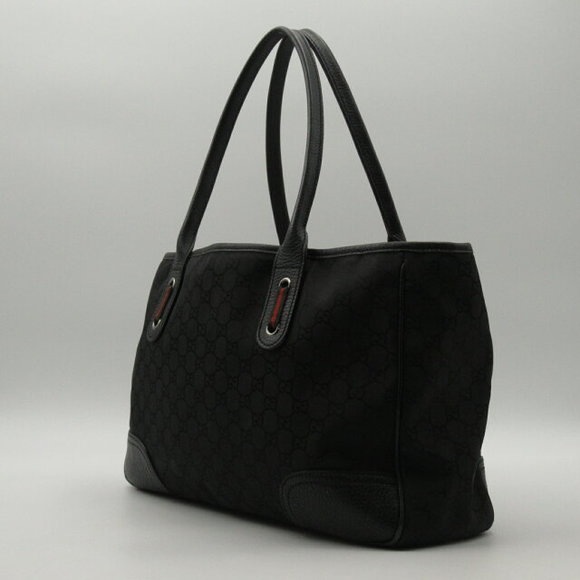 Gucci Tote Bag Canvas Leather Black - Picture 3 of 10